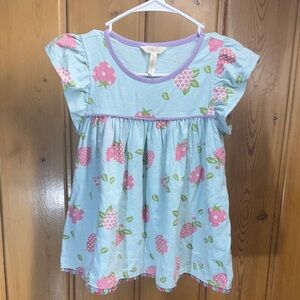 Blue and Pink Strawberry Print Dress